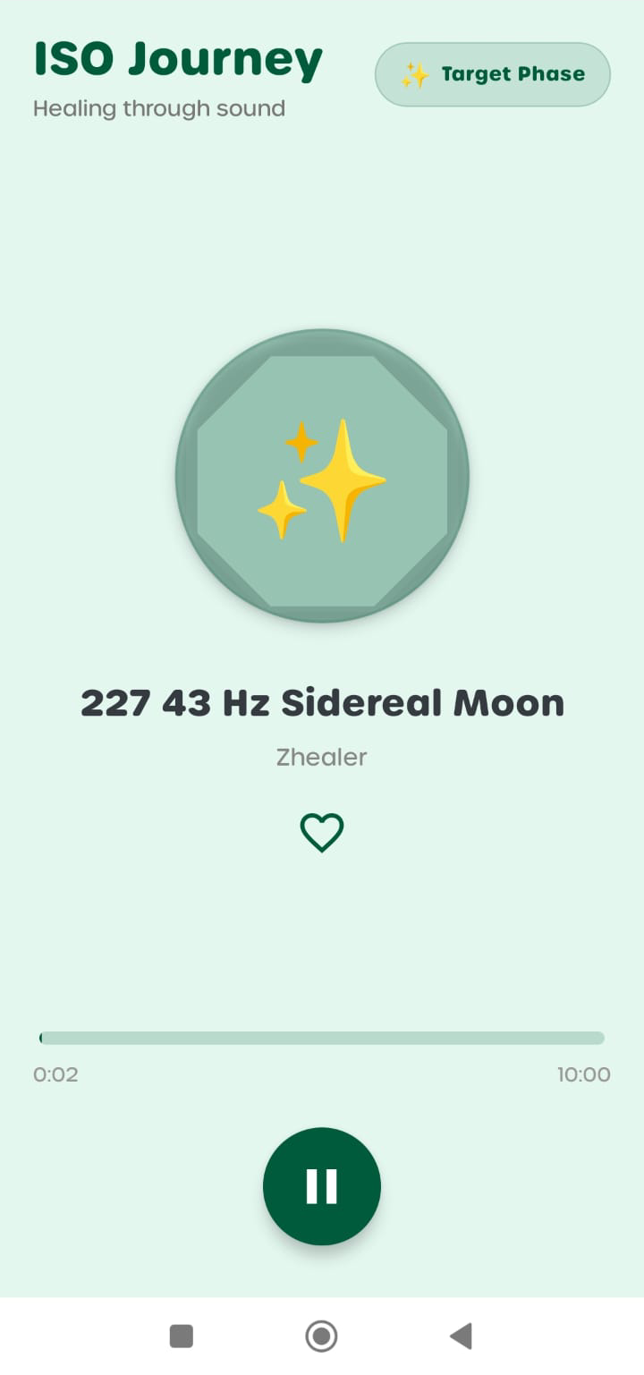 ISO Journey sound healing player in Target Phase