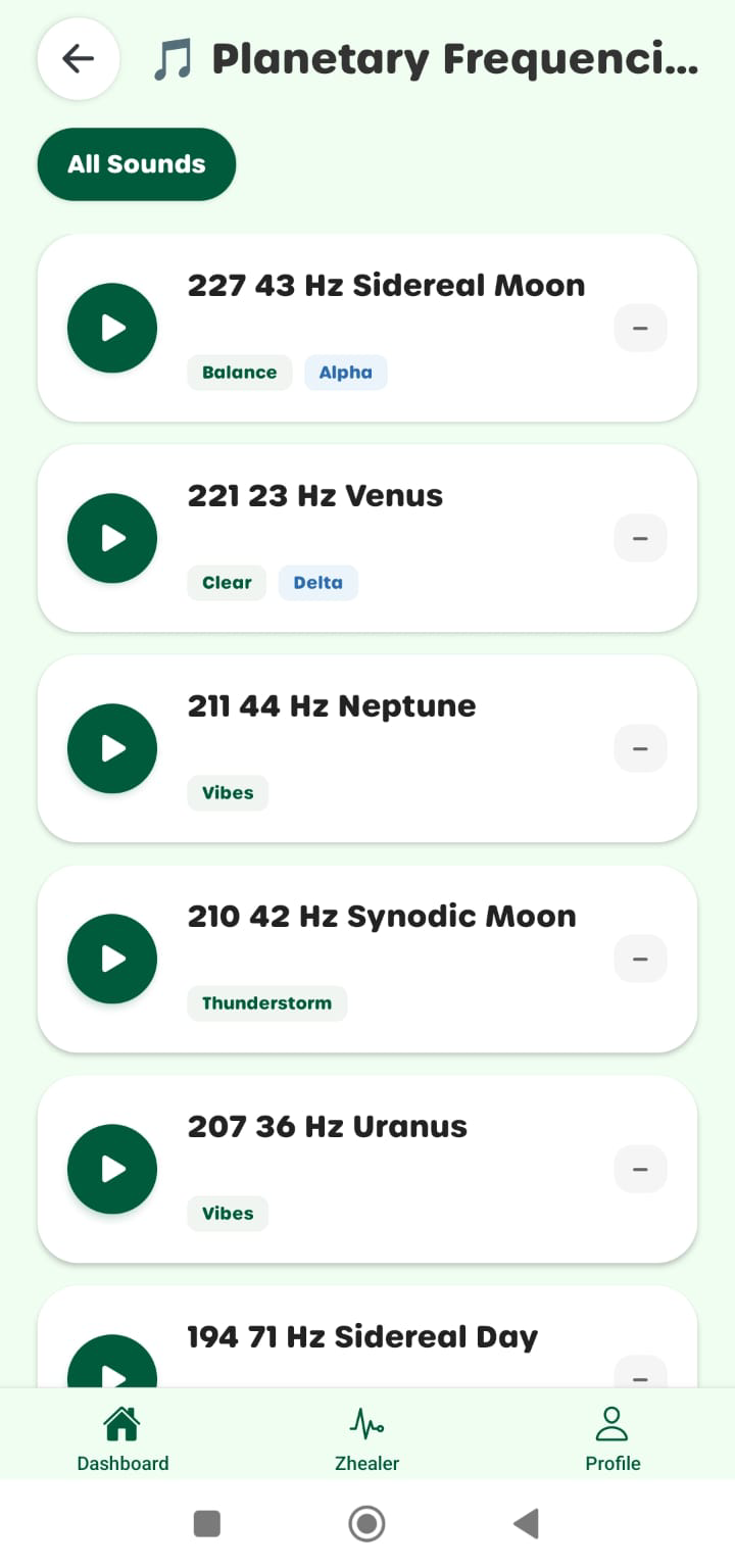 Planetary Frequencies sound library in Zhealer